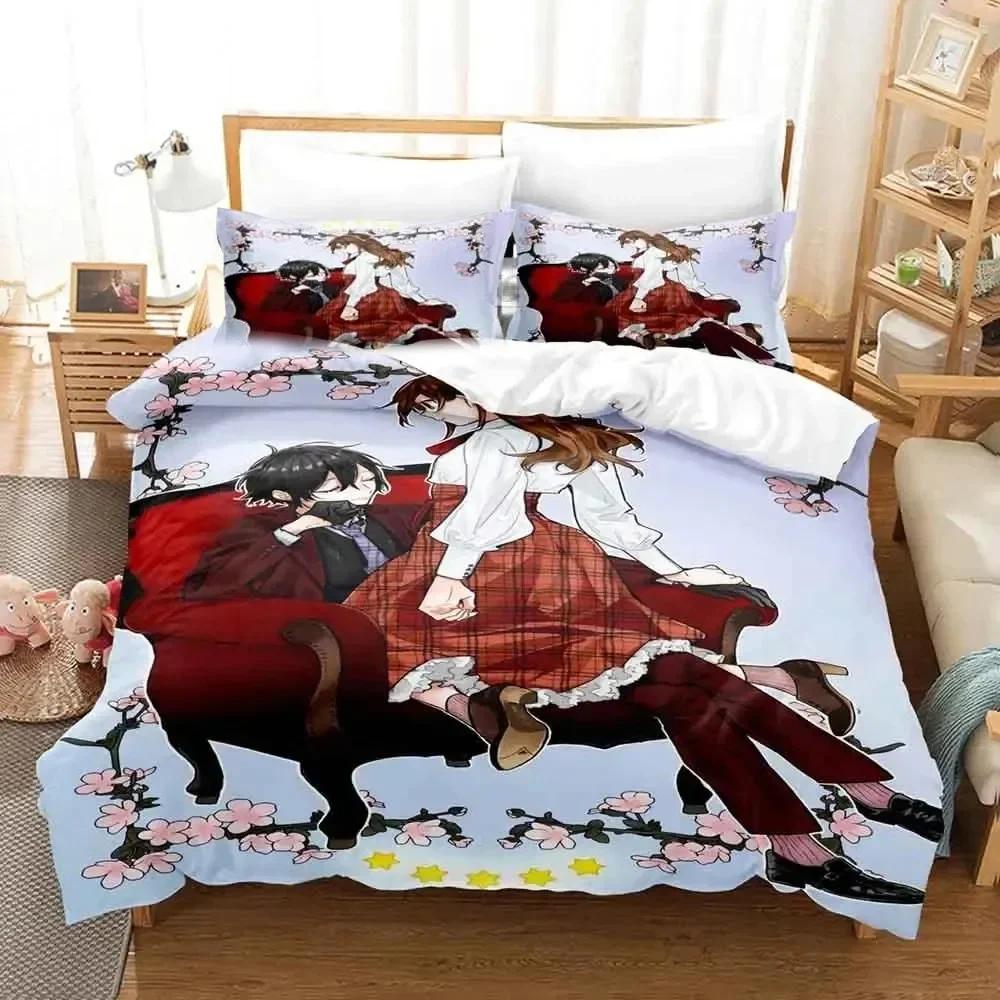 Luxuriöses Neues 3D-Druck Anime Hori San To Miyamura Kun Horimiya Bettwäsche-Set Bettbezug Bett-Set Steppdeckenbezug Kissenbezug Queen-Size