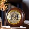 Wooden Retro Desk Clock Round Vintage Table Clock Rotating Clocks Decorative Minimalist Objects Living Room Desktop Clocks Tables Accessories