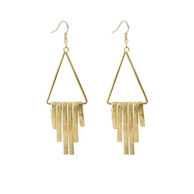 European and American Multi-Layer Hollow Metal Geometric Tassel Earrings