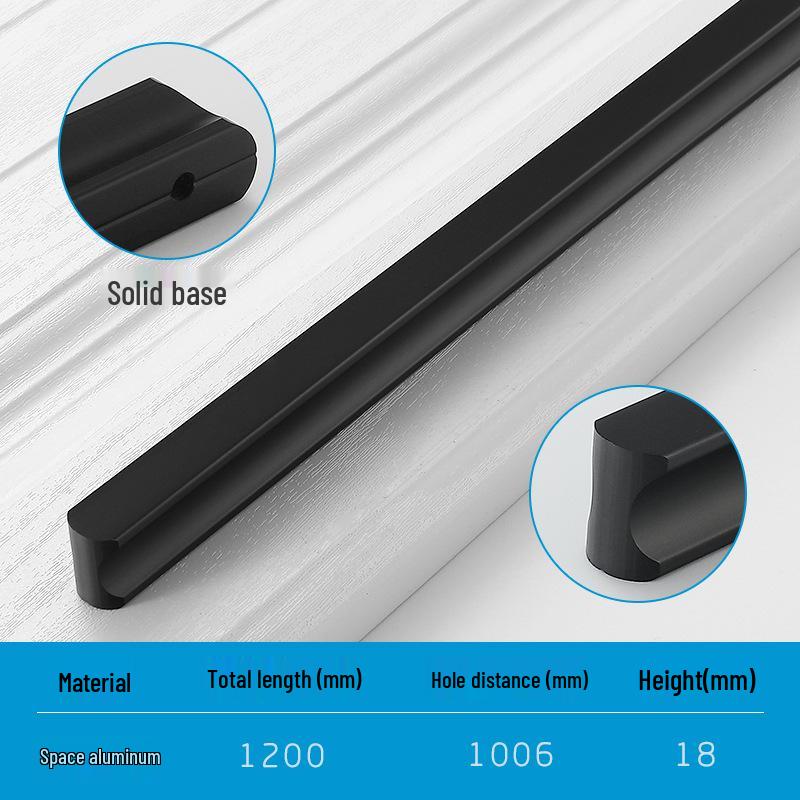 Modern Minimalist Gold Cabinet Handle, Light Luxury I-Shaped Black Drawer Pull