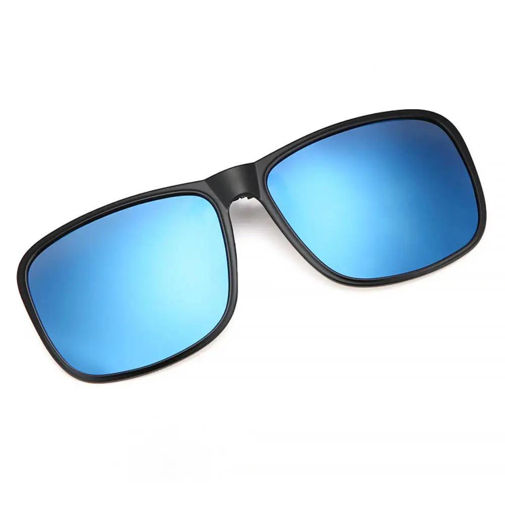 Clip Polarized Sunglasses Square Men Clip On Glasses Flip-up Frames Sunglasses Covers Blue Night Vision Color Lens 2024