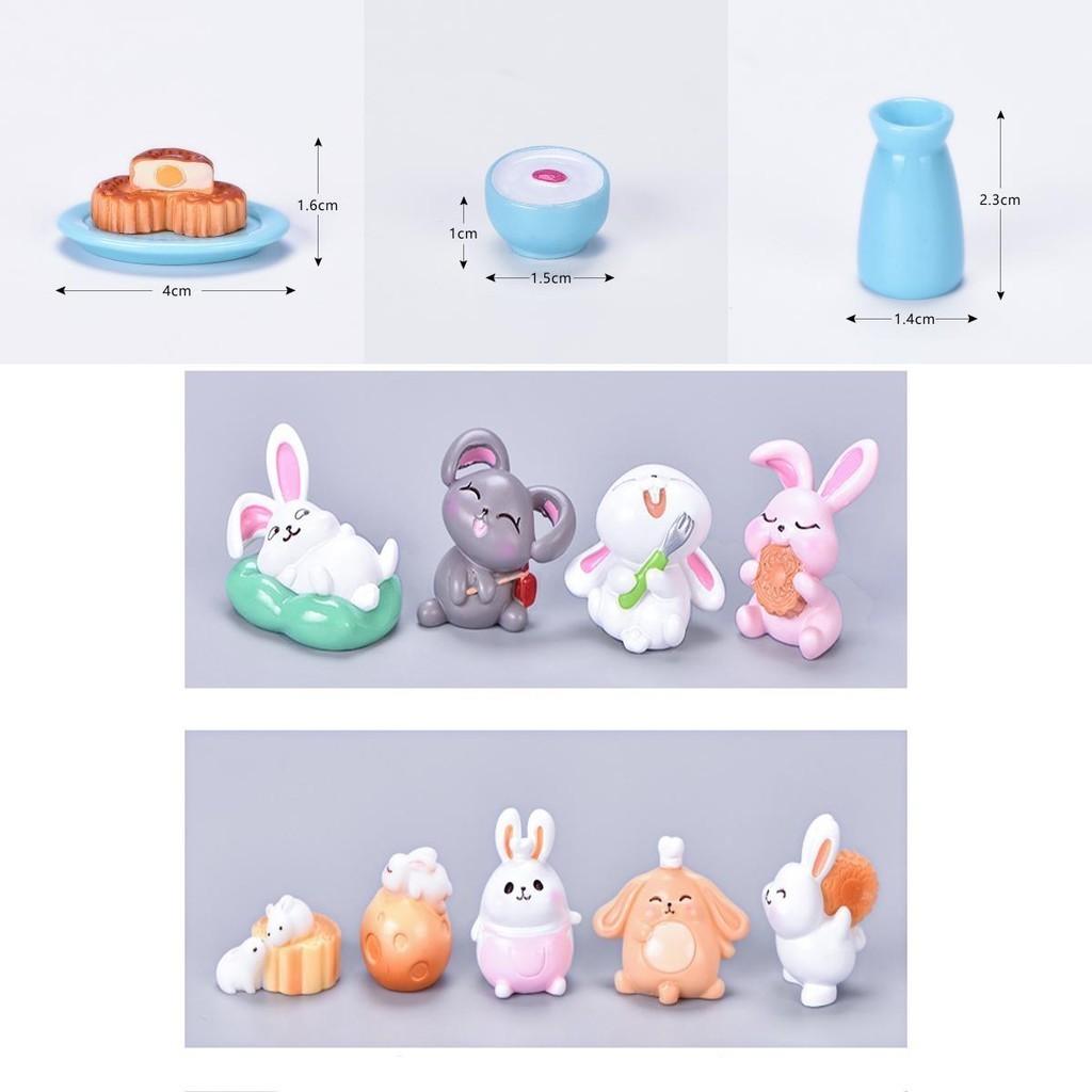 Adorable Diy Resin Rabbit Eat Mooncake Micro Landscape Decor For Mid-autumn Festival Celebration