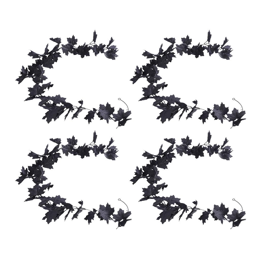 4pcs Fall Maple Leaf Garland Hanging Black Fall Leaves Vine Artificial Autumn Garland Decor for Home Party