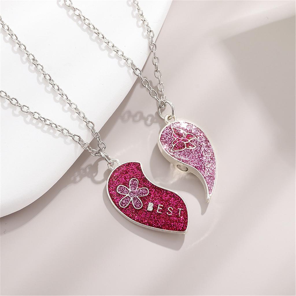 Stylish Best Friends Neck Jewelry Set Magnetic Best Friends Necklace with Heart Butterfly Flower Women Clavicle Chain