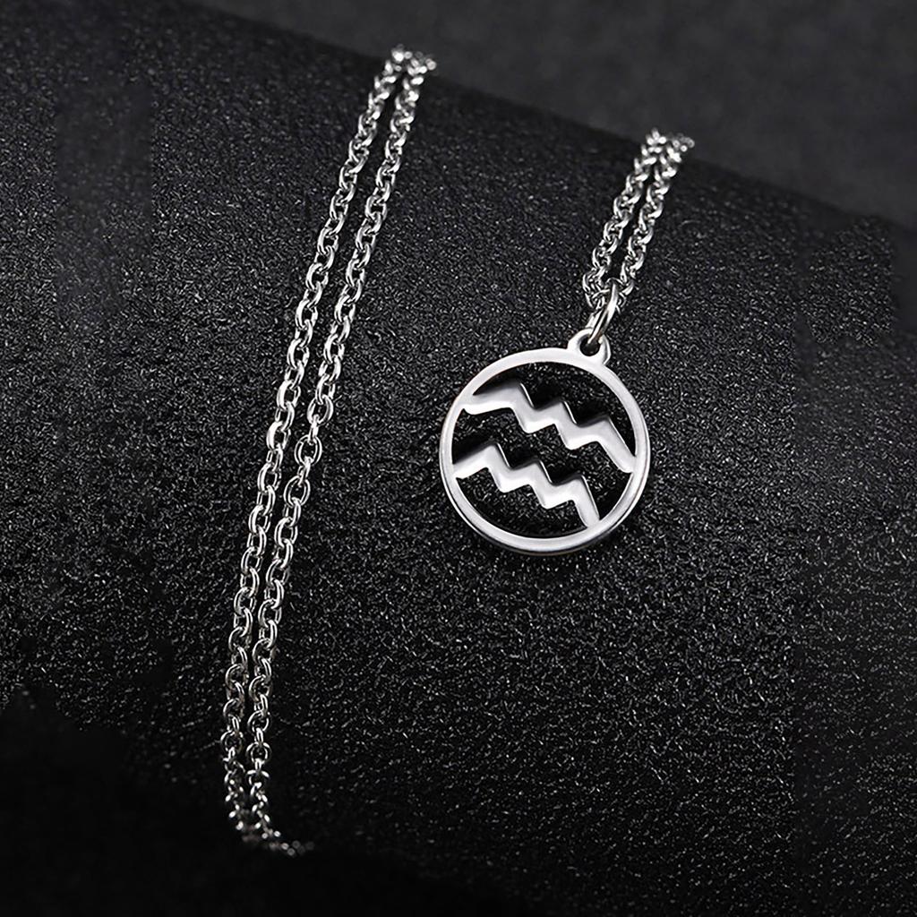 Teamer 12 Zodiac Stainless Steel Necklace Women Men Gemini Aries Libra Taurus Twelve Constellation Birthday Gifts Wholesale