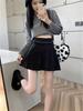 Women's High-Waisted Pleated A-Line Midi Skirt with Belt - Retro Style for All Seasons