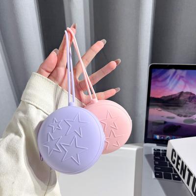 Popular Silicone Wrist Change Bag Macaron Color Round Simple Data Cable Power Cord Storage Bag