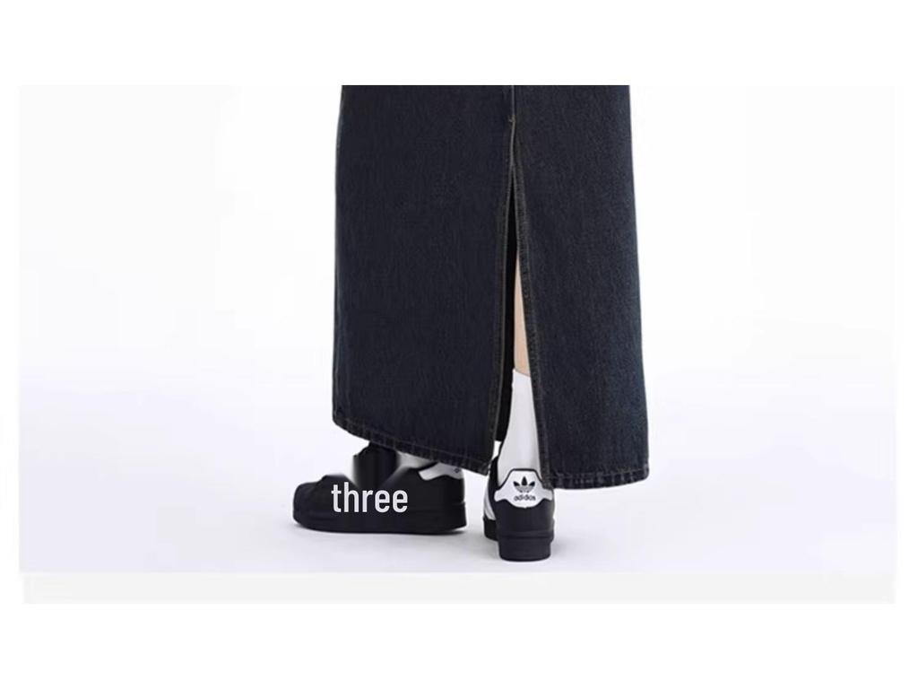 Women's High-Waist Slit Denim Midi Skirt - Versatile A-line, Slimming Fit for Spring & Autumn 2025