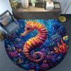 Seahorse Round Area Rug,Carpet Rug for Living Room Bedroom Sofa Playroom Decor,Non-slip Floor Mat