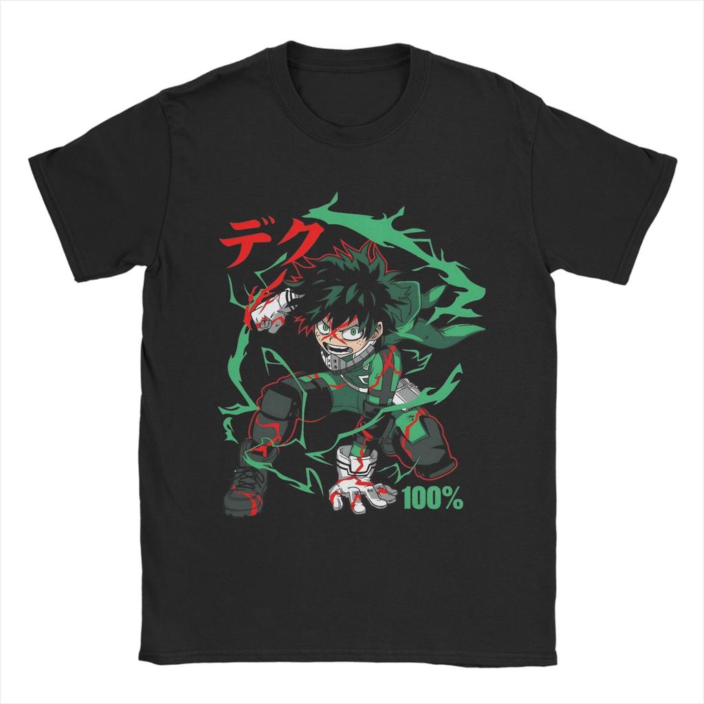 Crazy My Hero Academia Midoriya Izuku TShirts Men O Neck Pure Cotton T Shirt  Short Sleeve Tee Shirt Plus Size Clothes