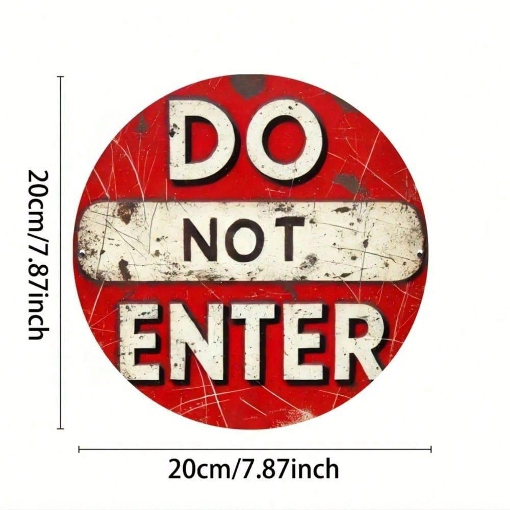 Vintage Round Metal Sign 8x8 Inch Red White Distressed Wall Art Decor for Home Office Garage