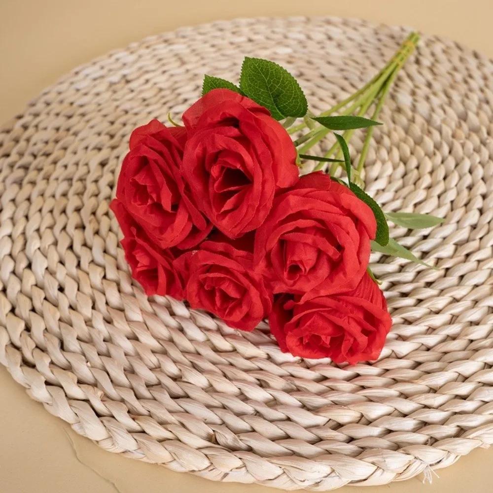 1pc Silk Rose Simulated Rose Bouquet DIY Floral Materials Small Bundle Artificial Flowers Soft Realistic Flower Bouquet