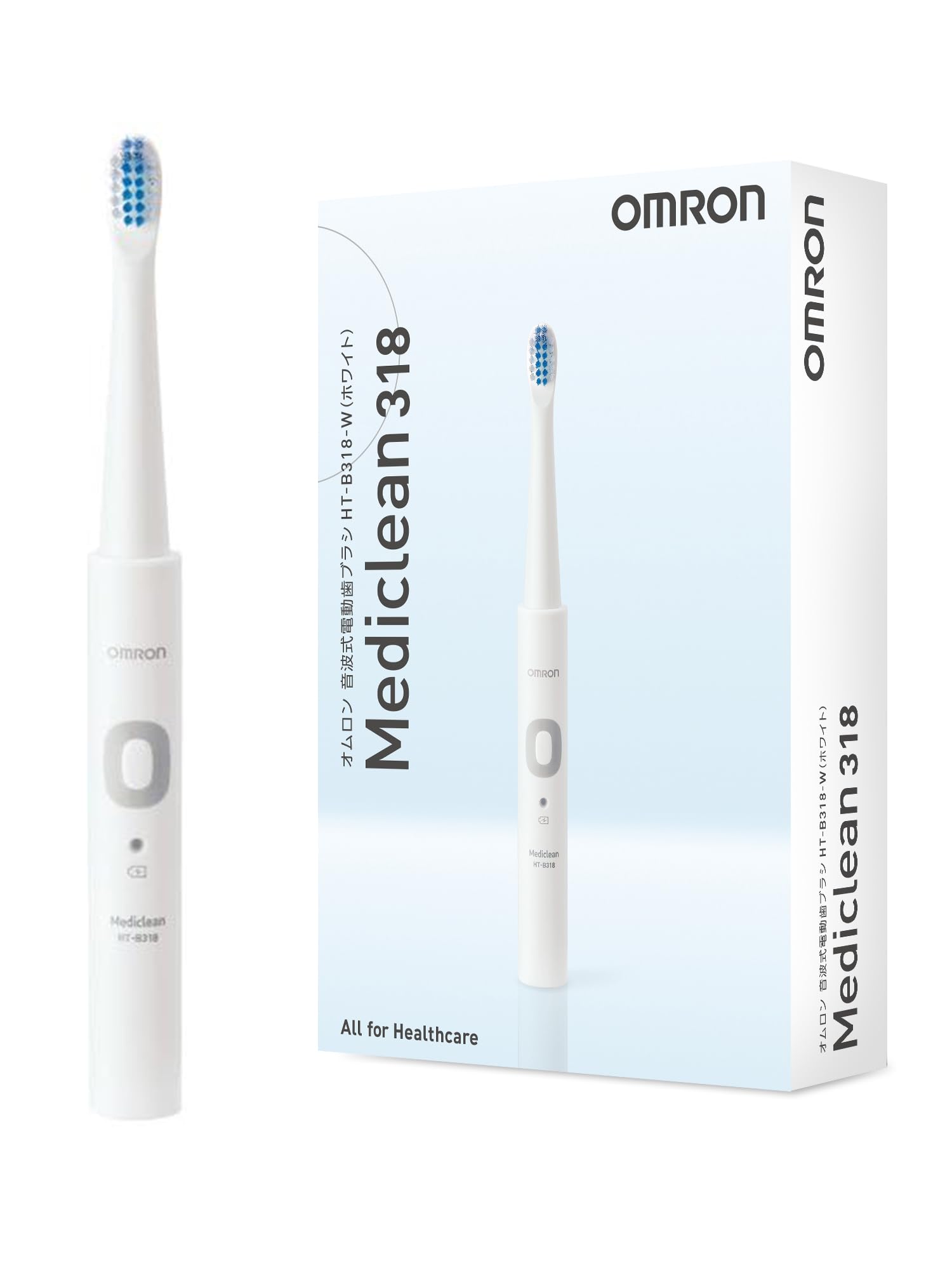 

Omron HT-B318-W Electric Toothbrush: Lightweight (approx. 46g), includes 2 replacement brush heads, sonic, rechargeable, with navigation timer, 25,500