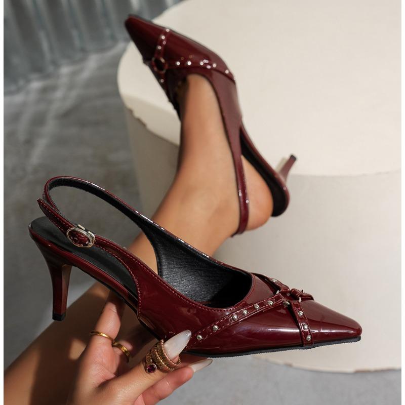 Fashion Elegant Modern Office Shoes Women Wedding Banquet Dress Sandals Slingback Pointed Toe Female High Heeled Sandals Talons Femme
