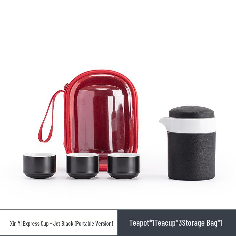 Heartfelt Portable Kung Fu Tea Set: Modern, Anti-scalding Teapot with Quick-brew Cups for Home and Outdoor Use.
