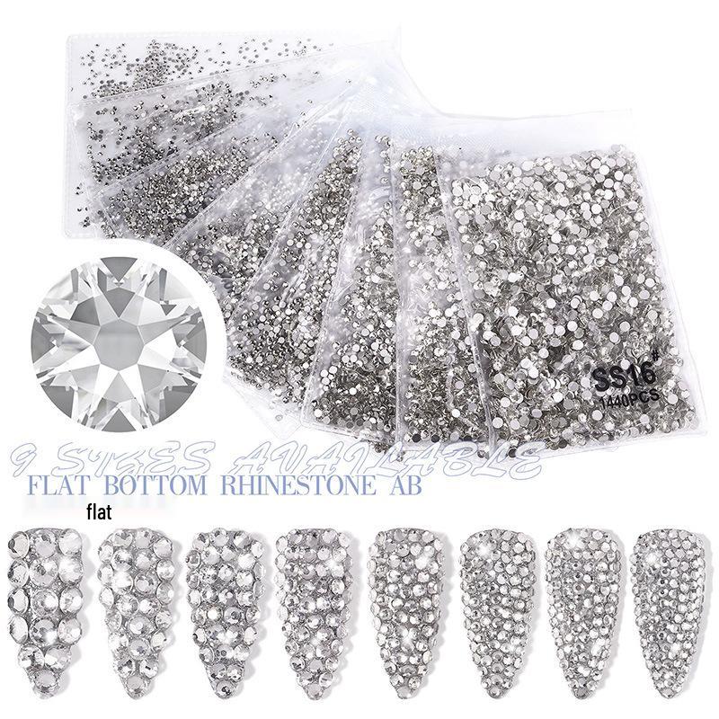 

Стразы Флэтбэк для Нейл-арта - Прозрачные AB, Золотая и Серебряная подложка, Высококачественные самоклеящиеся для DIY дизайнов