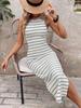 In-Stock New European & American Striped Spring Dress with Round Neck