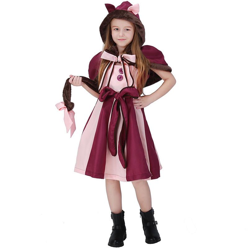 Wonderland Park Children's Purple Smiling Cat Cosplay Party Dress