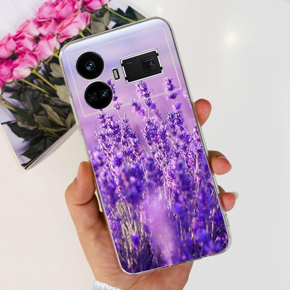 Pro Realme GT5 Pouzdro Průhledné Silikonové Měkký TPU Kryt Pro OPPO Realme GT 5 RealmeGT5 Pouzdra Květinové Mramorové Želé Nárazník Coques