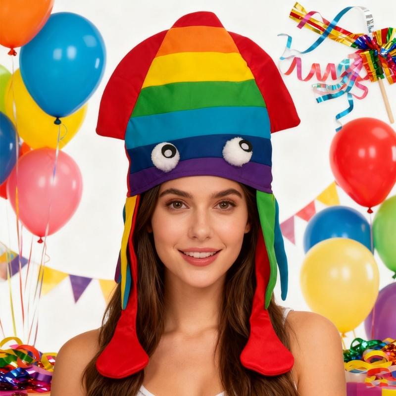 Simulation Cuttlefish Hat Funny Design Soft Fabric Comfortable Headgear For Parties And Daily Wear For Adult Kids
