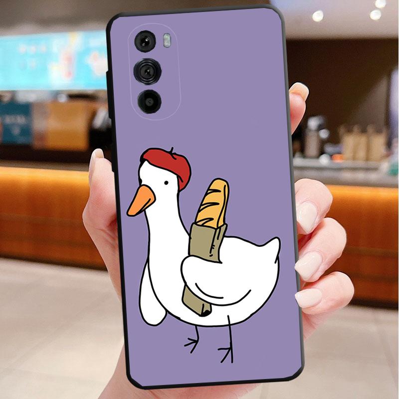 Cute Cartoon Goose Duck Phone Case For Motorola Edge 60 50 40 Pro 60 50 40 30 Ultra Neo Fusion Moto G Play G Stylus G Carcasas