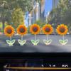 Non Residual Adhesive Ornaments 5Pcs Wobble Sunflower Car Dashboard Decor, Resin Spring Flower Ornament Interior Decoration Flowers with Slip