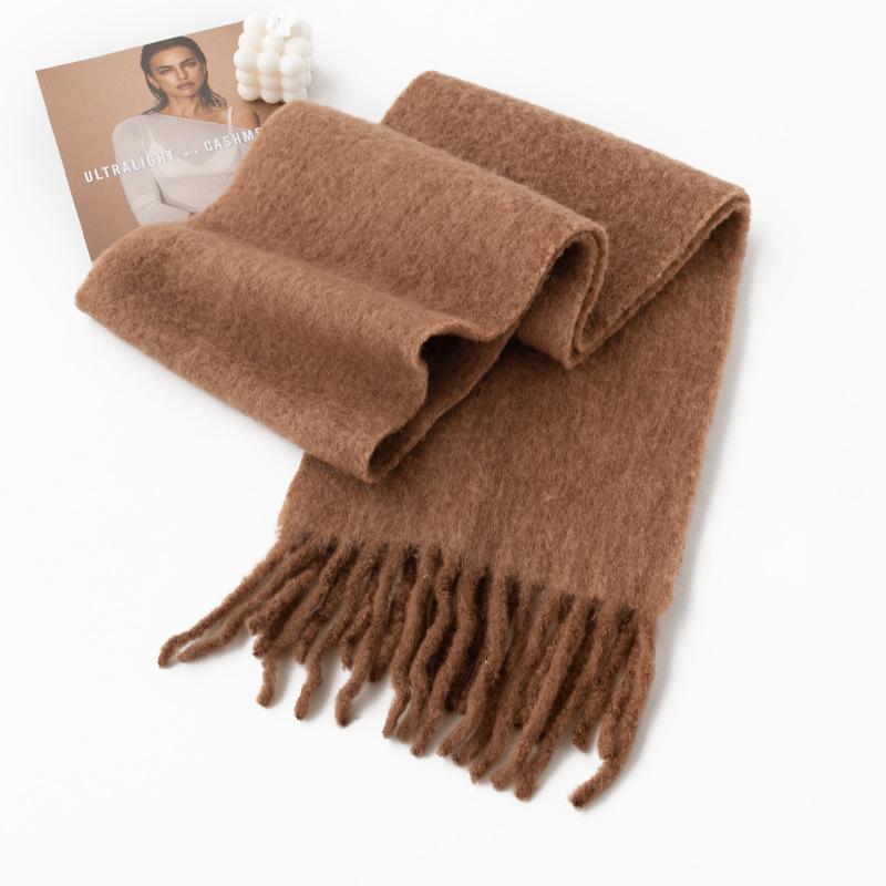 Iceland Blue Wool Scarf Autumn and Winter Solid Color Versatile Cashmere Feel Scarf for Men and Women Thickened Warm Scarf