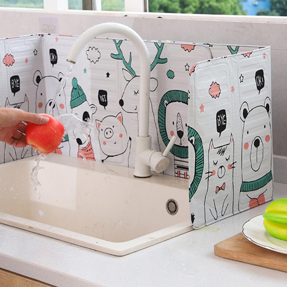 Oil-proof Kitchen Baffle Grease Oil Splash Guard Cartoon Pattern Foldable Oil-proof Splash Guard for Kitchen Stove for Cooking