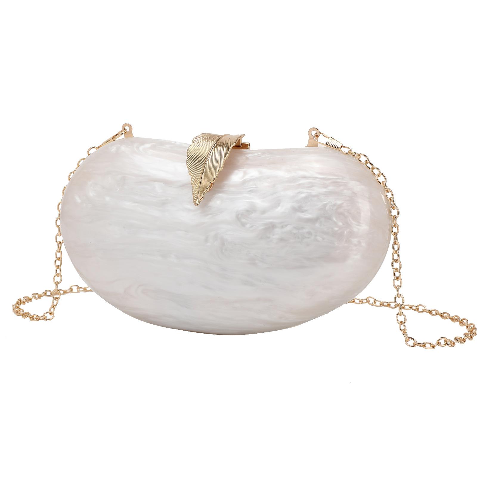 

2025 new oval acrylic leaf lock dinner bag fashion wind chain shoulder clutch bag cross-border белый