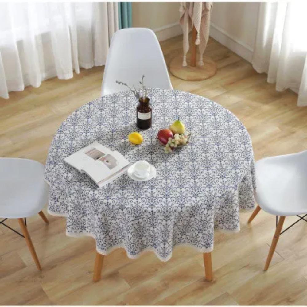 

Cotton Linen Table Cover American Round Tea Table Literary Retro Party Decoration Modern Table Cloth Round Tablecloth diameter 100cm