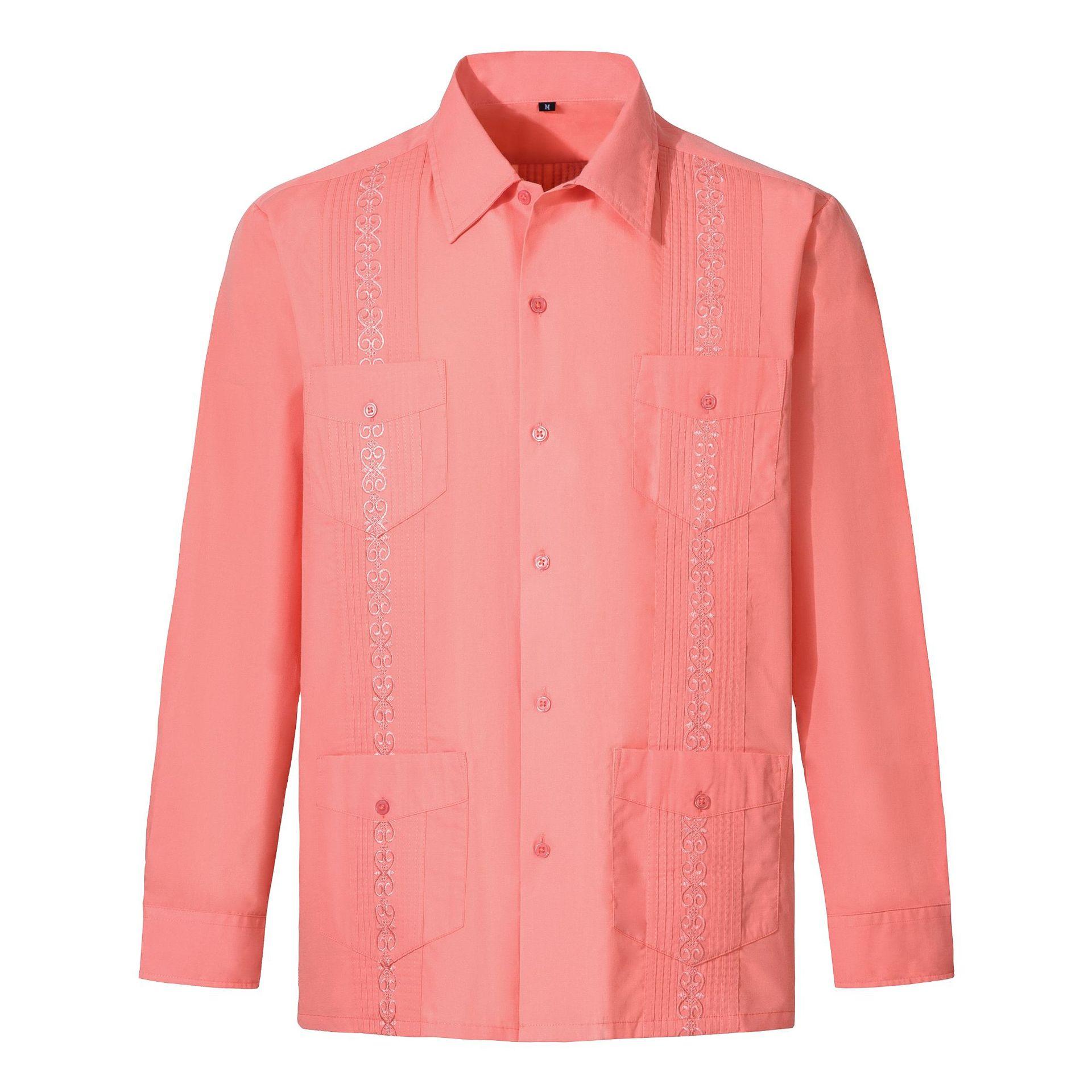 

Men s Shirts Long Sleeve Button Up Casual Embroidery Shirt Pockets Shirts XXXXL