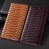 Python Genuine Leather Flip Case For Apple iPhone 6 7 8 X XS XR 11 12 13 14 15 16 16e Pro Max Plus Mini Phone Wallet Cover Cases
