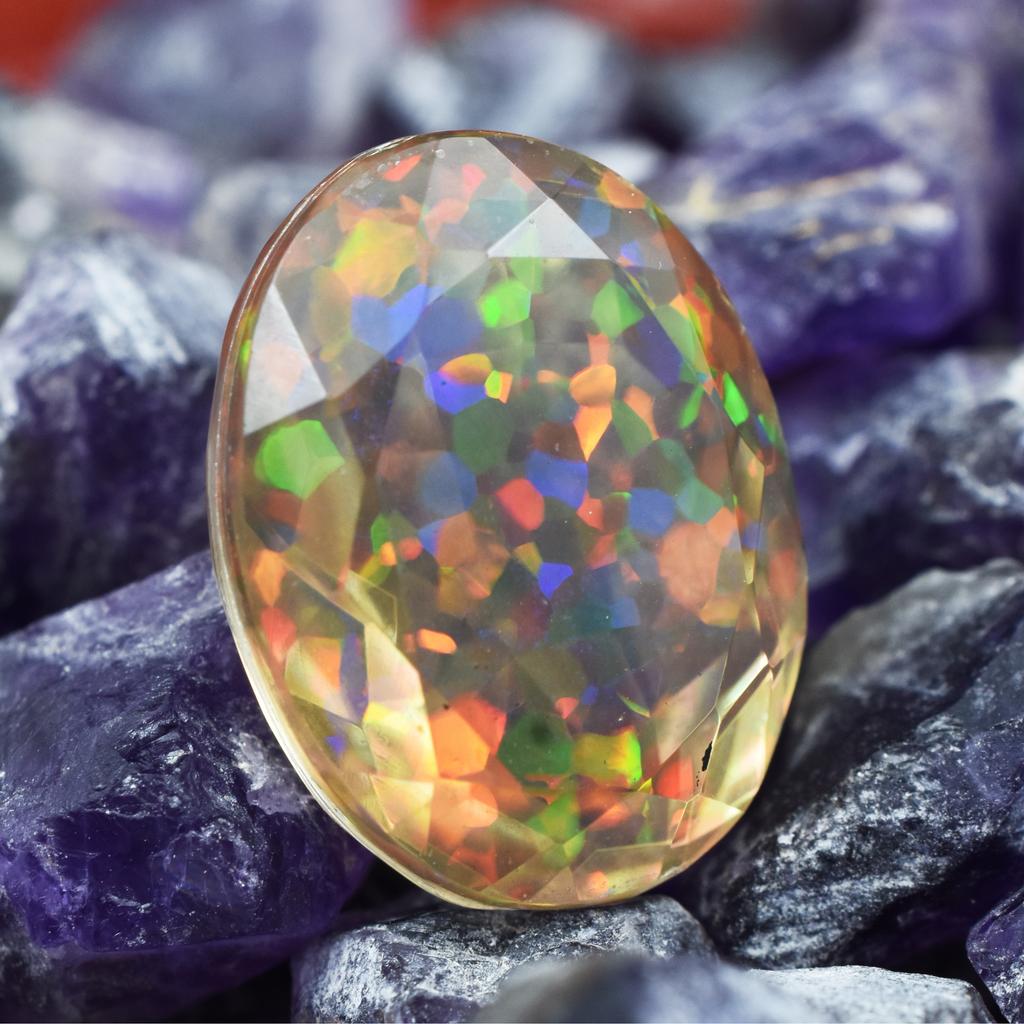 Lab-Created Opal Loose Gemstone Ethiopian Multicolor Oval 12 ct Doublet for Jewelry Making Projects