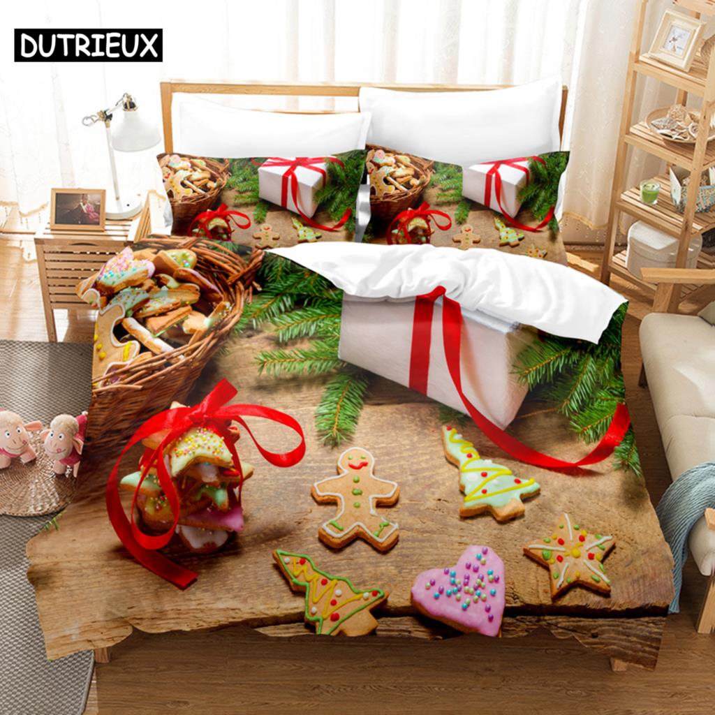 Christmas Quilt Cover Set King Size Duvet Cover Bedding Set 3Pcs 2Pcs 220X240 For Single Double Bed Full Twin 200X200 Bed Thin