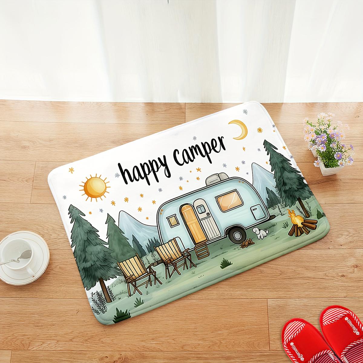 1 stuks Vintage Camper Geschikt voor campers, hutten Woondecoratie - Vloermat met Happy Camper Ontwerp, Retro Aanhanger Decoraties 40X60cm