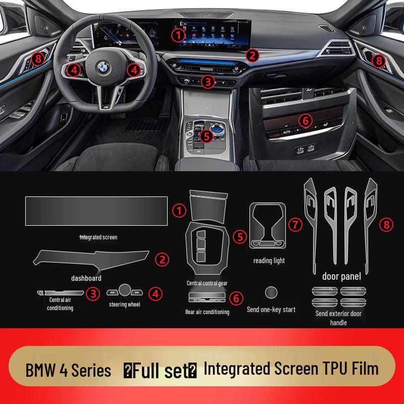 25 BMW 4 Series 425i/430i Interior Console Tempered Glass Protector Film