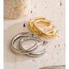 Yhpup 40mm Anti-allergy Stainless Steel C Shape Round Daily Metal Shiny Hoop Earrings Minimalist High Quality Waterproof Jewelry