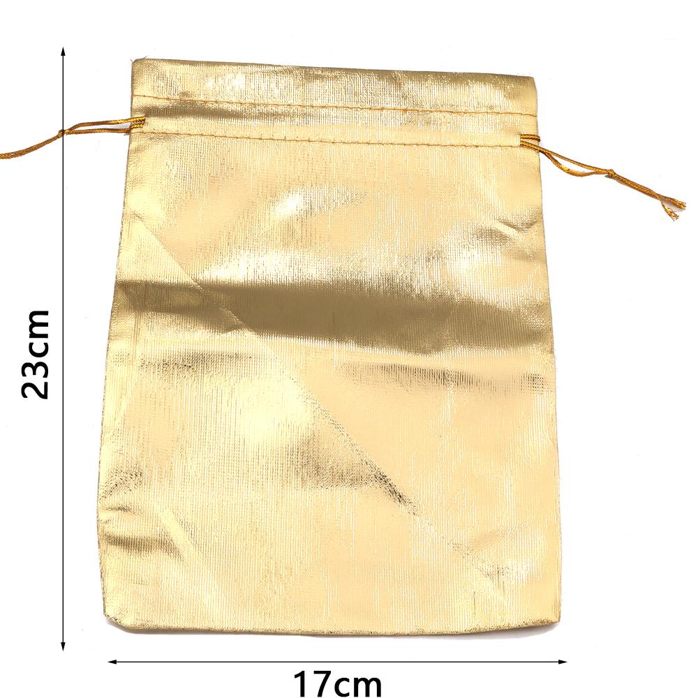 5-10Pcs Silver/Gold Foil Cloth Drawstring Bags Jewelry Gift Bags Candy Beads Bracelet Packing Pouch For Wedding Gift Storage Bag