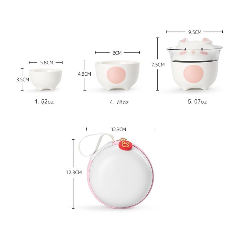 1 set of rabbit portable travel tea set outdoor travel single tea set simple teapot camping quick cup portable tea cup