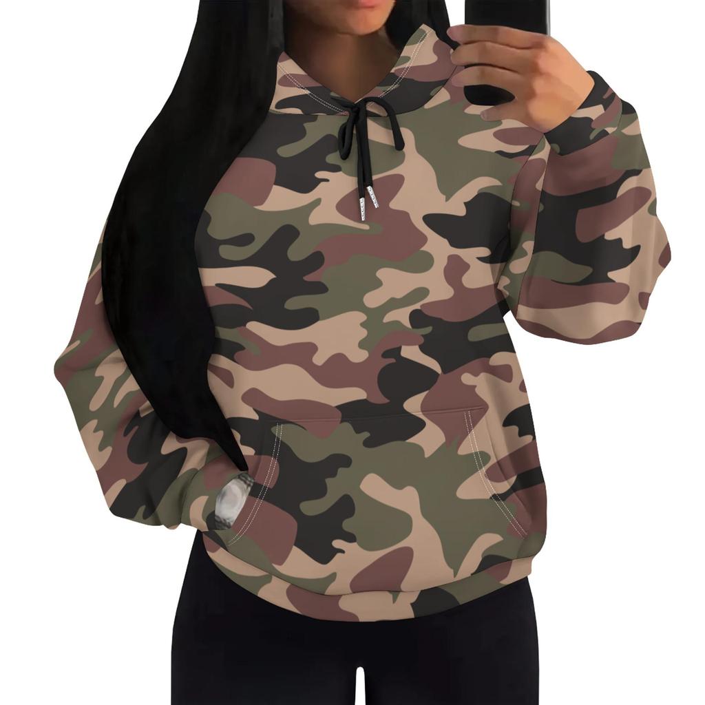 European & American Multi-color Camouflage Hoodie with Patch Pockets (H10552)