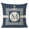 Blue Stripe Compass Boat Cushion Cover Nautical Style Decorative Cushions for Sofa Linen Pillow Case Home Decor Pillow Cover