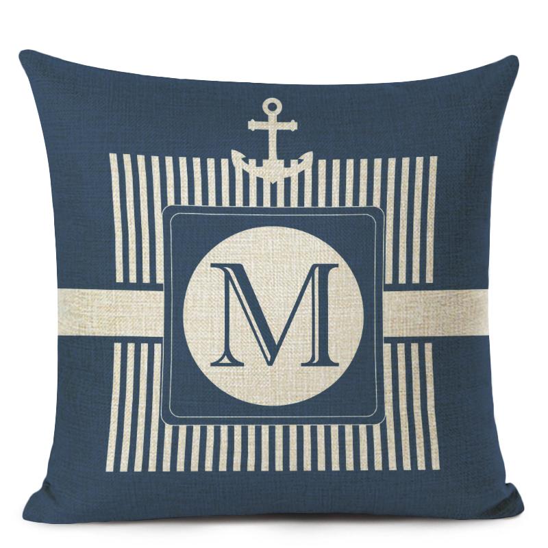 Blue Stripe Compass Boat Cushion Cover Nautical Style Decorative Cushions for Sofa Linen Pillow Case Home Decor Pillow Cover