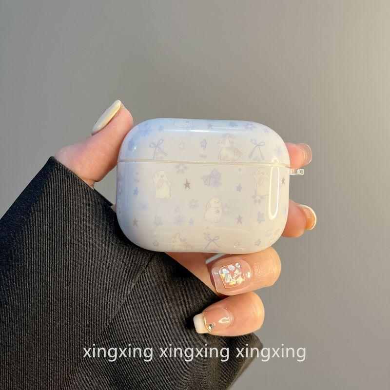 

Ins Spring/Summer Purple Bow Rabbit for Apple Airpods4 Protective Case Bluetooth Airpodspro2 Generation 3 Generation Earphone Case airpods3 Purple Bows Rabbit [single shell]]
