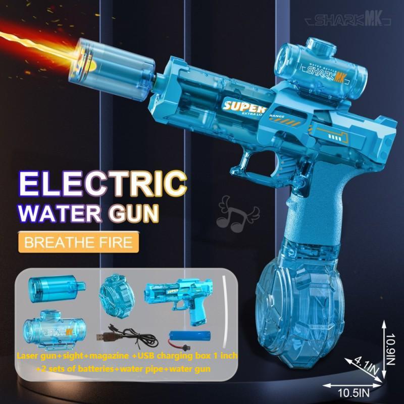 Electric Water Gun With Nozzle Flame Muzzle Automatic Spray Gun Remote Summer Outdoor Swimming Pool Water Toy Gift