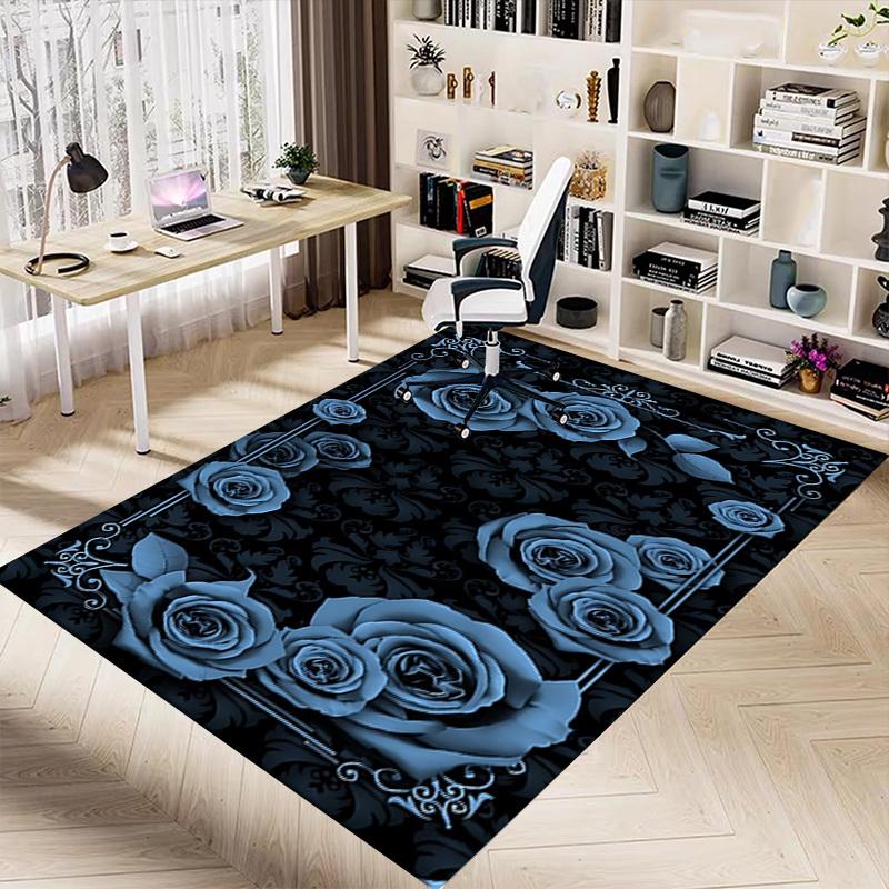 1 Stück Teppich mit Rosenmuster, rutschfeste Polyester-Bodenmatte für Büro, Schlafzimmer