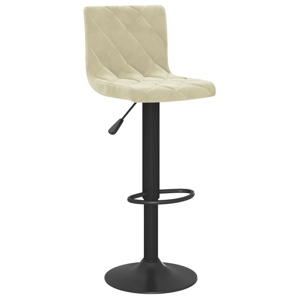 Bar Stool Set of 2 Cream Velvet