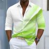 Men's Shirt Gradient Striped Long Sleeved Shirt Casual Business Collar Shirt Spring and Autumn New Trend Men's Top