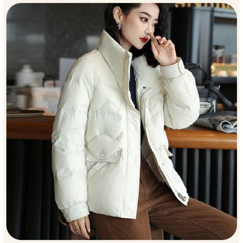 Womens Short White Duck Down Puffer Jacket Winter Warm Coat Casual Korean Style Lightweight