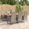 VidaXL Garden Dining Furniture and Cushions 7 Pcs Grey Rattan 3157552