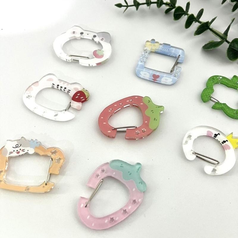 Stylish Colorful Carabiner Clip Keychain Bag Charm Acrylic Pendant for Backpack Handbook Accessories for Students